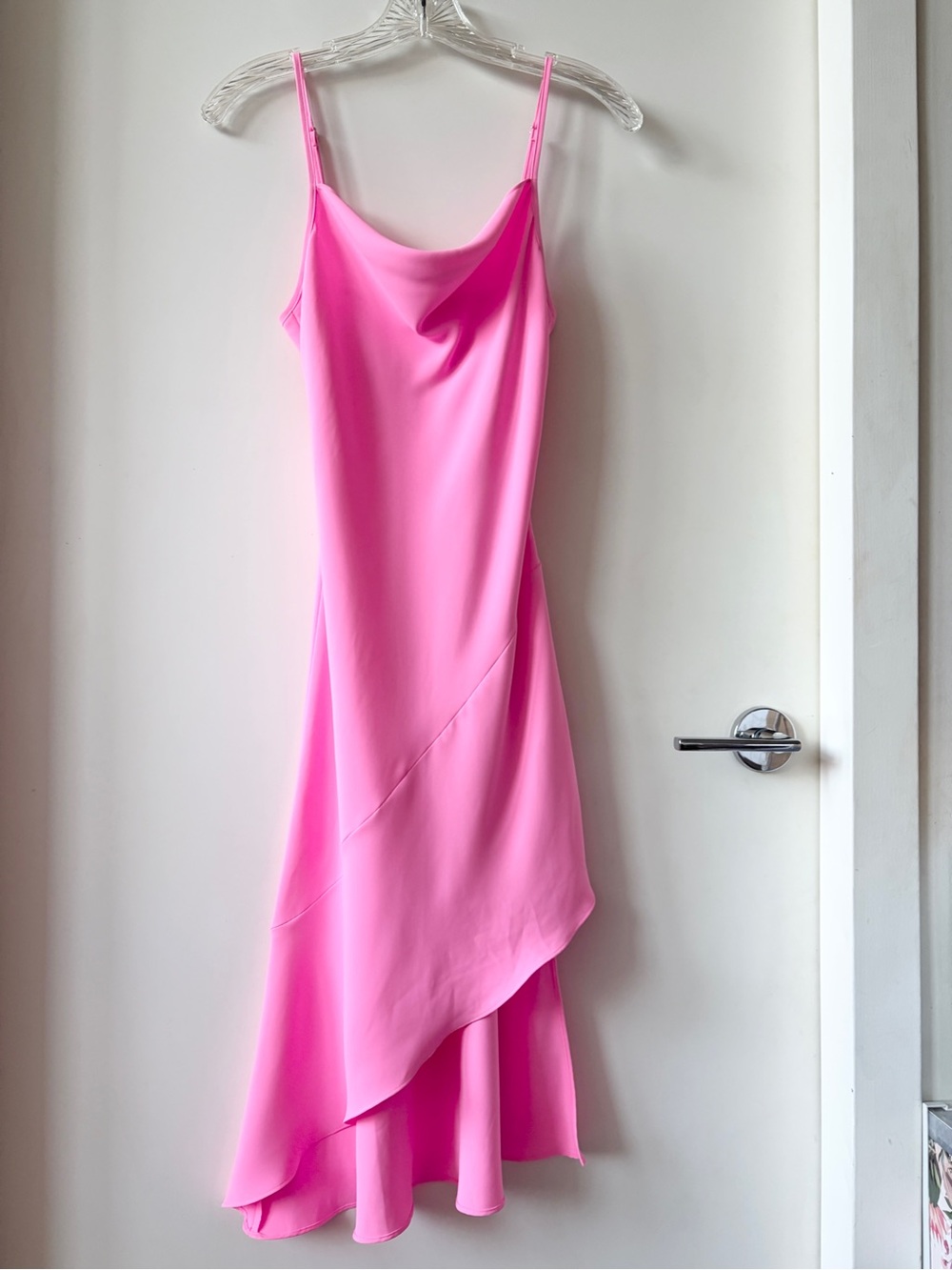 Amanda Uprichard Hot Pink Asymmetric Slip Dress